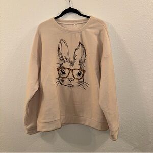 Cream Bunny Graphic Sweatshirt.